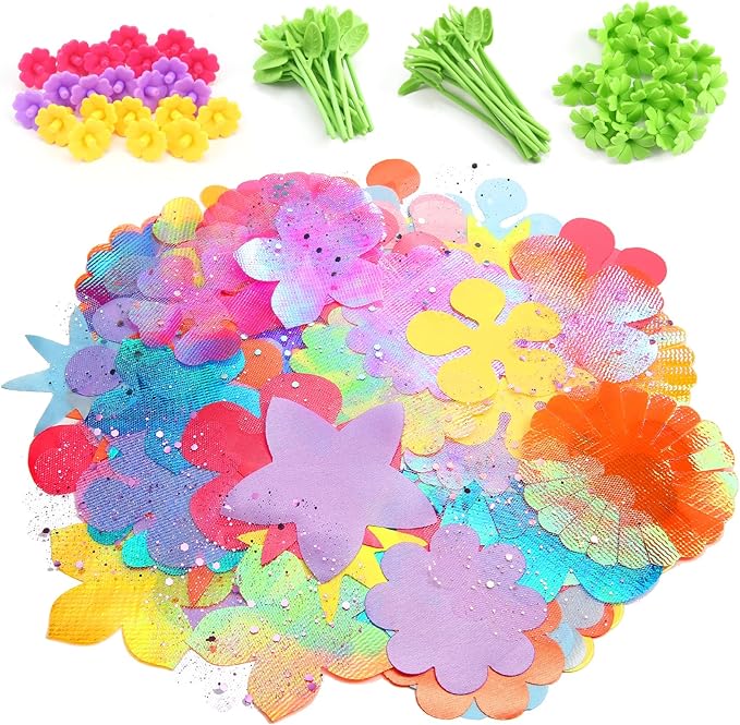 LansinLife DIY Flower Making Arts and Crafts Toys, Arts & Crafts Birthday Gift for Kids Ages 4-9, Handmade Creative Flower Market Kit for 4-6-8+Year Old Girl (Accessories Kit)