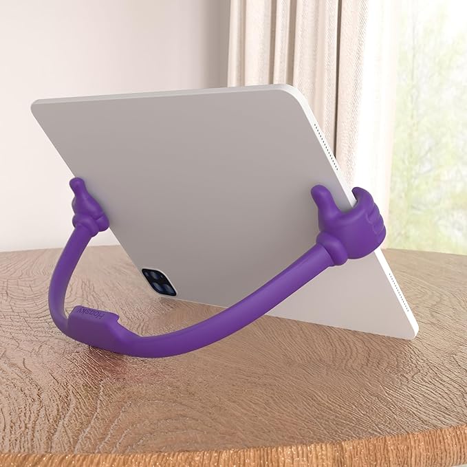 Honsky Adjustable Tablet Stand, Portable Phone Holder for Desk Bed - Multi-Angle Drawing Stand Compatible with All Tablets (Purple & Green)
