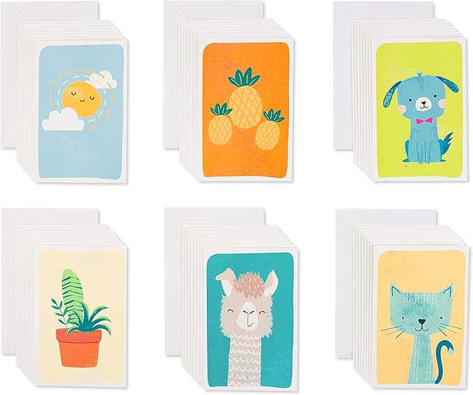American Greetings Assorted Blank Cards, Cute Animals and Icons (48-Count)