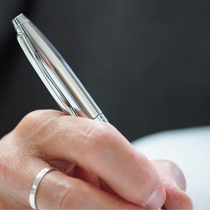 Cross Calais Refillable Rollerball Pen Presented in a Luxury Gift Box - Medium Point, Black Ink, Satin Chrome