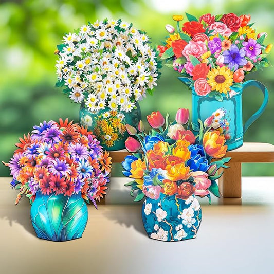 Magic Ants Pop Up Floral Bouquet Cards Set – Greeting Cards with Envelopes & Blank Notes for Women's Birthday, Mother's Day, Thank You, Get Well