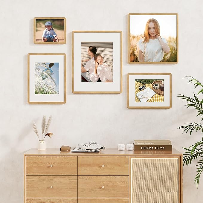 20x30 Picture Frame, 20 x 30 Poster Frame - Solid Oak Wood, 20 by 30 Frame with Tempered Glass, 20"x30" Wood Frame with Mat for 16"x24", Minimalist 20x30 Frames for Wall, Natural Oak Color, 1 Pack