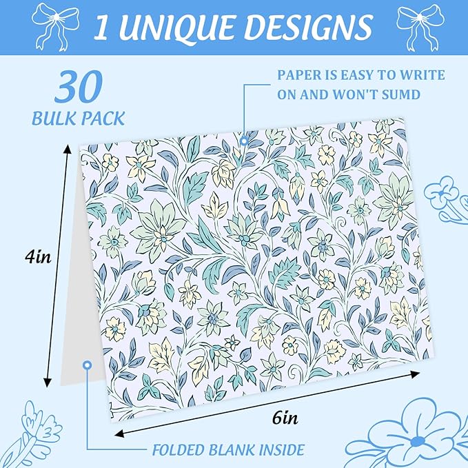 Blank Cards with Envelopes All Occasion 30-Blank Note Cards with Envelopes & Stickers Botanical Floral Design 4” x 6” Blank Greeting Cards Stationary Cards set, Wedding, Baby Gifts & Bridal Shower