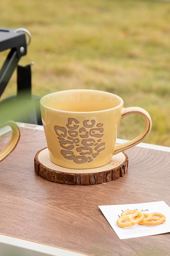 DIHOclub Leopard Coffee Cup Ceramic 3D Wild Animal Inside Mug,Cute Cartoon Handmade Figurine Mugs,Holiday and Birthday Gift for Coffee Milk Tea Lovers,12 OZ (Yellow Leopard)