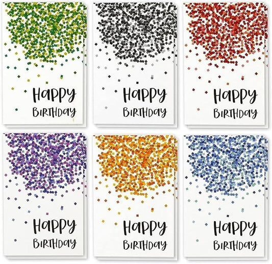 Birthday Greeting Cards - 4 x 6-Inch, 48-Pack, Multicolor Confetti Design - Blank Inside with Envelopes for Party & Business