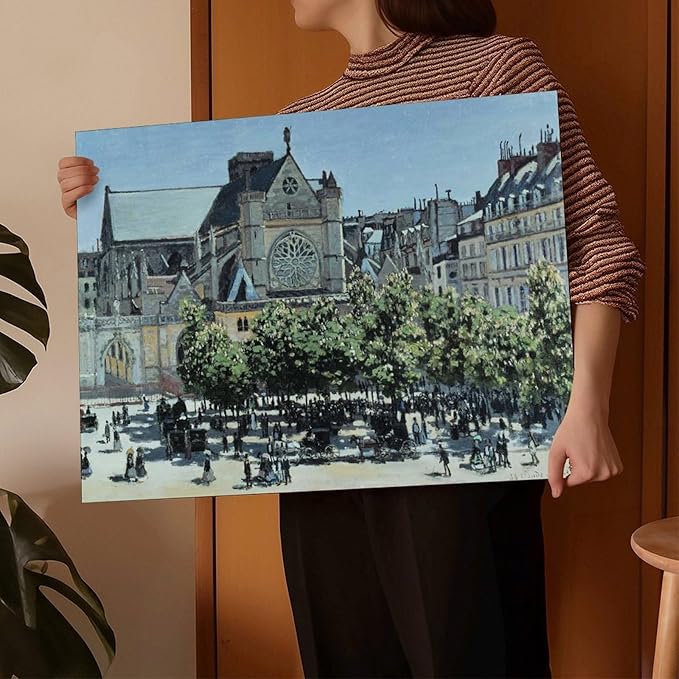 CFIOZYOS 40+ Monet Famous Print Posters St. Germain L'Auxerrois by Claude Monet Impressionism Poster for Teen Boys Room Wall Art Canvas Painting Print Frame 16×24inch(40×60cm)