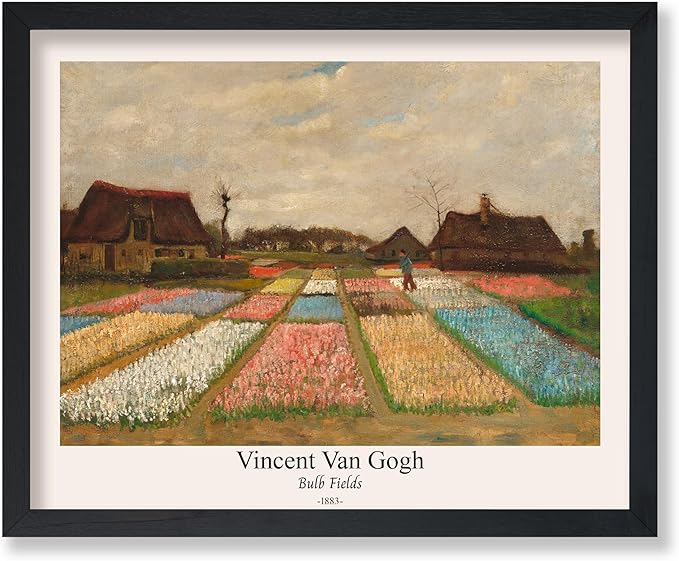 Monem Art Vintage Van Gogh Poster - Retro Bulb Fields Print - Flower Beds in Holland Art - Impressionism Art - Fine Art - Classic Painting Art - Great Bedroom Wall Decor - 8x10 UNFRAMED Wall Art