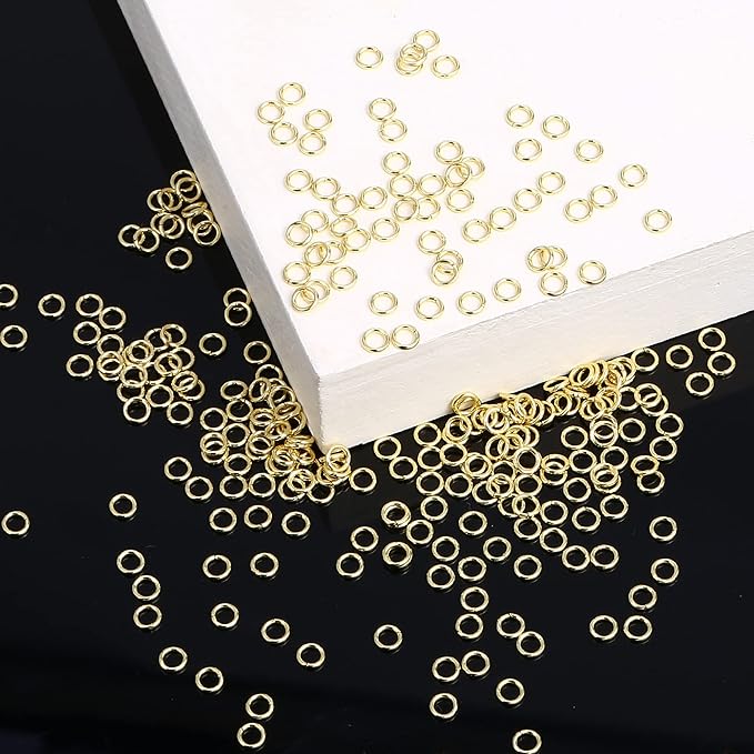ALEXCRAFT 4mm Sterling Silver Jump Rings 14K Gold Plated 925 Sterling Silver Open Jump Rings for Jewelry Making（100 PCS）
