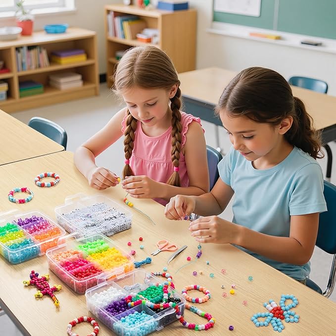Umikk 4800Pcs Pony Beads Bracelet Making Kit, 17 Colors Beads for Jewelry Making Friendship Bracelets Hair Braids Crafts Gifts for Ages Over 6 Years (Stack Boxed)