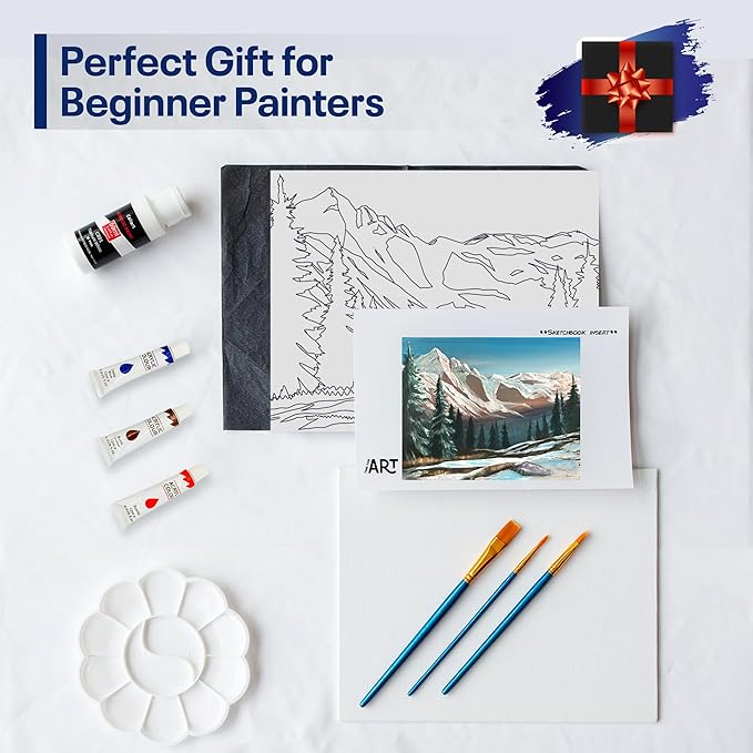 Painting4Real DIY Art Painting Kit for Adults – Learn to Paint Alpine Morning with Video Tutorials - Step-by-Step Guided 9 Pieces Acrylic Paint Set for Adults - Unique Gift for Art Lovers & Beginners