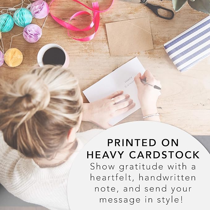 Graphique Box of Thank You Cards, Brush Strokes - Includes 16 Cards with Matching Envelopes and Storage Box, Cute Stationery Made of Durable Heavy Cardstock, Cards Measure 3.25" x 4.75"