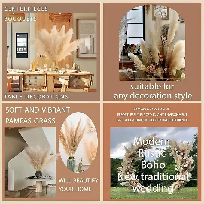 40-inch 20 Stems Tall Pampas Grass Decor. Tall Pampas Dried Flower Decor. Large Pampas Boho Home Decor Bouquet, Fluffy Pampas Grass, for Living Room, Wedding, Party,Home Decor