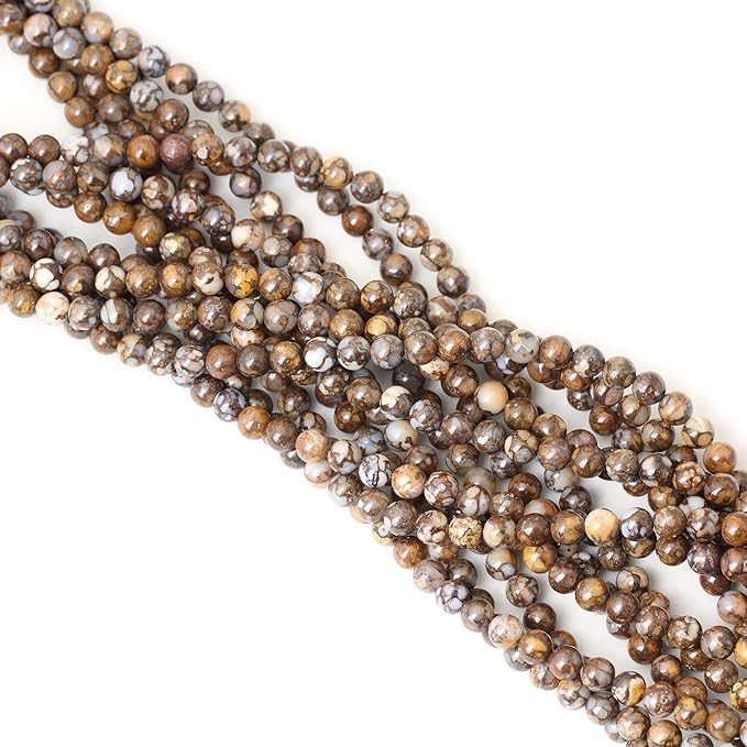 60PCS 6mm Natural Fire Lace Opal Round Loose Beads for Jewelry Making DIY Bracelet Necklace Materials 1 Strand 15"