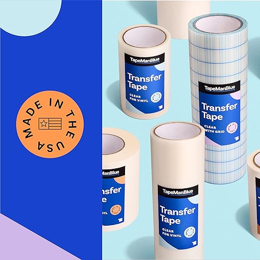 TapeManBlue Clear Transfer Tape for Vinyl - 6 inch Roll, Made in USA, Vinyl Transfer Tape with Medium to High Tack Adhesive for Crafts, Decals & Stickers (6 inch x 100 feet)
