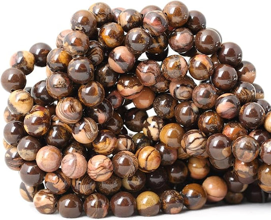 45PCS 8mm Natural Africa Picture Jasper Gemstone Round Loose Beads for DIY Bracelet Necklace Earrings Jewelry Making 1 String 15 Inches