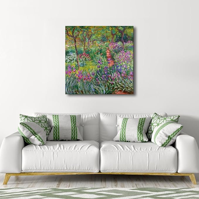 Wieco Art Canvas Print Wall Art The Iris Garden at Giverny,1899-1900 by Claude Monet Impressionism Art Print Picture Artwork for Living Room Bedroom Home Kitchen Decorations