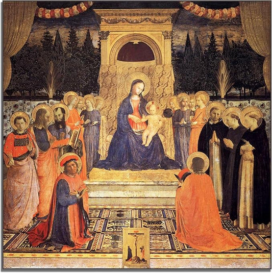 Angelico Canvas Wall Art San Marco Altarpiece Poster Religious Cultural Wall Art Renaissance Print Modern Home Decor Suitable for Home Classroom Office Wall Decor Unframed(12x12in/30x30cm)