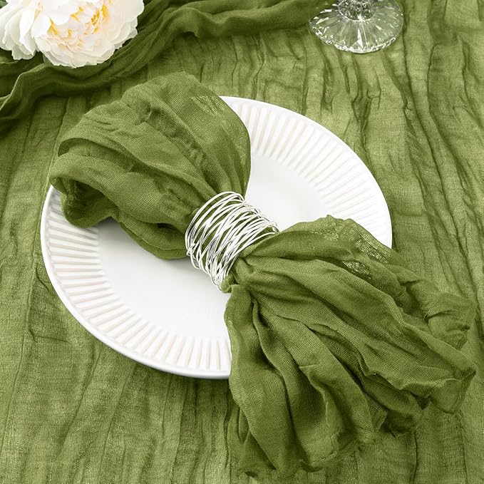 20 Pack Olive Green Cheesecloth Napkins Spring Cloth Napkins Set of 20 Olive Dinner Napkins Bulk 21x21 Inches for Wedding Bridal Shower Baby Shower Valentine's Day