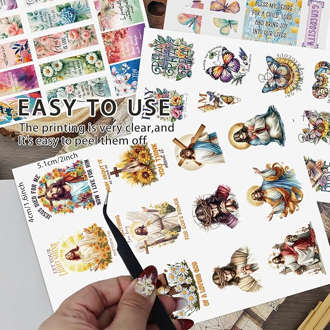 Christian Sticker Book, 28 Sheets 353 Pcs Inspirational Bible Stickers for Water Bottle Journaling Scrapbook Laptop, Christian Gifts