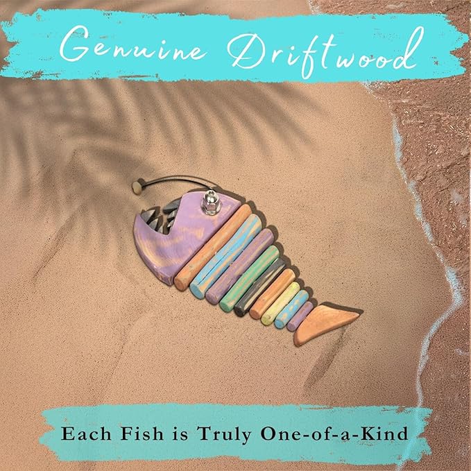 Mint Bucket Brands Driftwood Fish Nautical Wall Decor - Handmade Wooden Rustic Coastal Wall Art for Living Room, Bedroom, Office, Bathroom - Ocean Beach Decoration (Blinker)