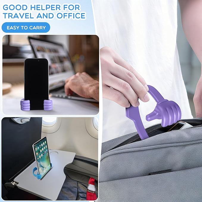 Yaomiao 8 Pcs Thumbs up Cell Phone Stands Universal Cell Phone Holder Flexible Mobile Phones Stand Adjustable Smartphone Stand Holder for Desk Offices Bedrooms Airplanes Travel (Macarons Color)