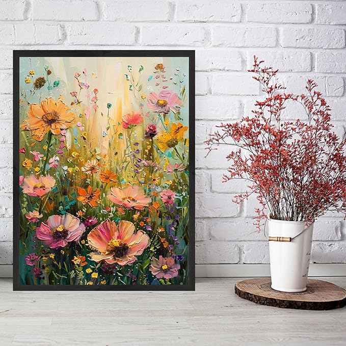 NWQZBYHT 5D Diamond Painting Kits for Adults,Wild Flowers Diamond Art Kits for Adults,Round Full Drill Diamond Dots DIY Flowers Gem Painting kits for Beginner Picture Crafts Home Wall Decor 12x16 Inch