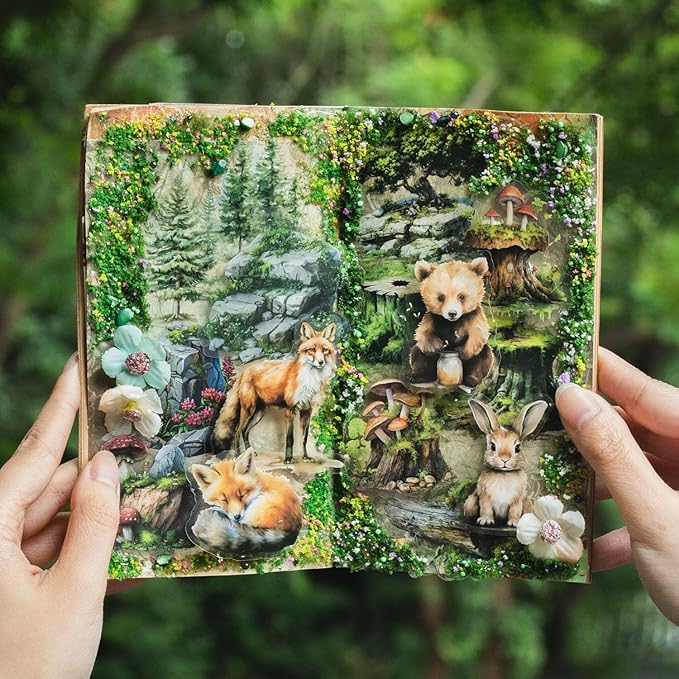 150Pcs Forest Scrapbook Stickers for Journaling,Plant Animal Junk Journaling Sticker,Botanical Nature Stickers for Scrapbooking Supplies,Junk Journal Supplies.(Forest House