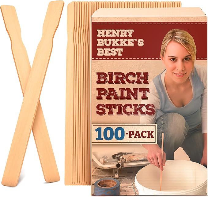 Henry Bukke's Best Birch Paint Sticks, 100 Bulk Pack, 12 Inch – Clean & Smooth for Automotive, Industrial, Beauty, Art & Craft Projects, Made in USA