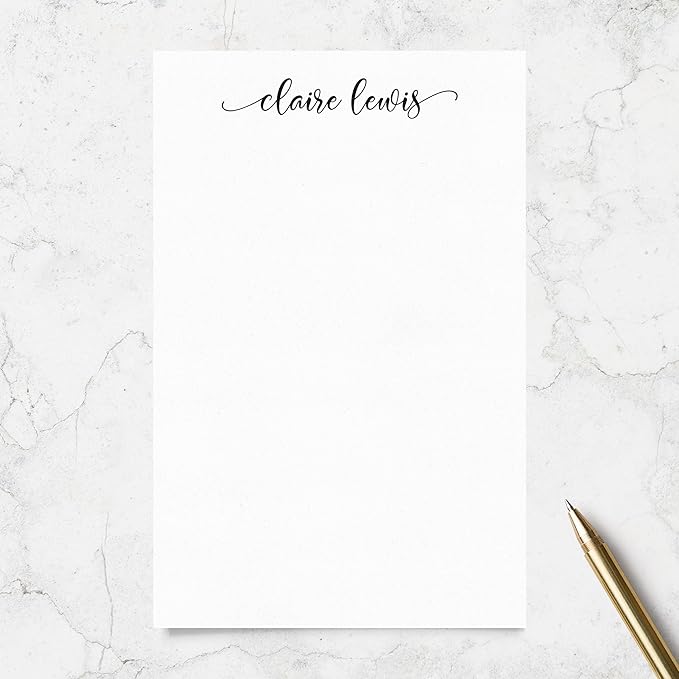 Personalized Notepad Stationery with Name in Lowercase Font, Available in 4 Sizes, Lined or Unlined in Choice of Colors, Note Pad Memo to Do List Pad (Font Style #7)