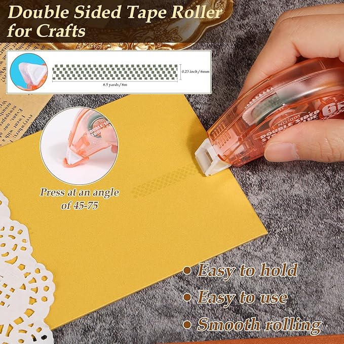 Vintage Scrapbook Supplies, 80 Sheets Lace Edged Scrapbook Stationery Paper with Double Sided Tape Roller for Junk Journal Making, Decoupage and Card Crafts, 4.9x6.9 Inches