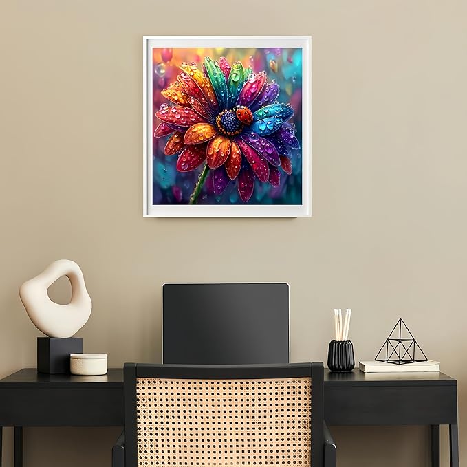 Painting by Numbers Kit for Adults Beginner,Rain Flower Paint by Numbers Easy for Adults,Adult Paint by Number Kits on Canvas,Paint by Numbers ainting Acrylic Oil Painting Home Wall Decor 15.8X15.8 In