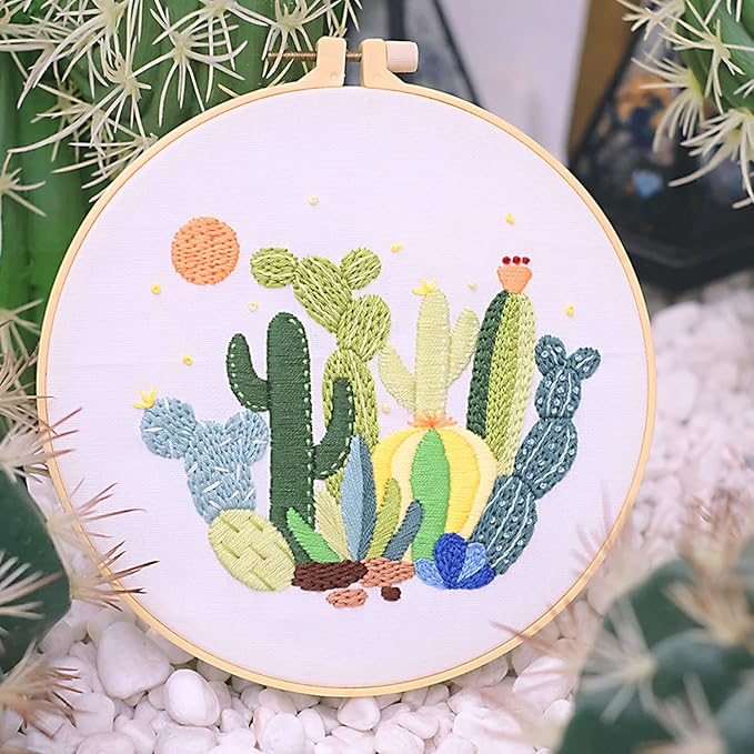 HAND U JOURNEY Basic Embroidery Stitch Kit – 28 Stitch Techniques with Mushroom Embroidery Set, Beginner-Friendly DIY Craft Kit for Adults