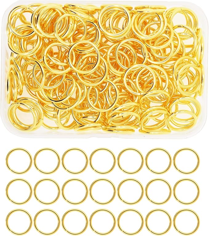 Mandala Crafts Assorted Gold Color Jump Rings Jewelry Findings Metal O Rings for Jewelry Making Supplies - 150 16mm Small Open Jump Rings Kit for Necklace Earring