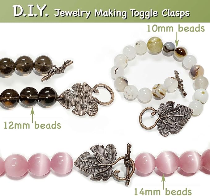 Copper Clasps Grape Leaves Clasp Toggle Findings Heavy Duty Jewelry Clasp for Jewelry Making 16 Set