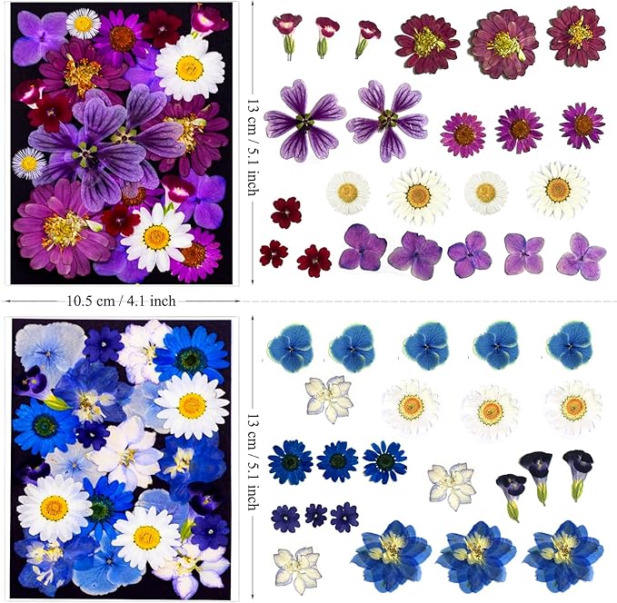 112Pcs Dried Pressed Flowers and Butterfly for Resin Molds, Assorted Real Natural Flowers Leaves Stickers for DIY Art Crafts, Jewelry, Candle, Soap Crafts Making