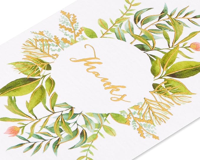 Papyrus Thank You Cards with Envelopes, Simple Leaf (14-Count)