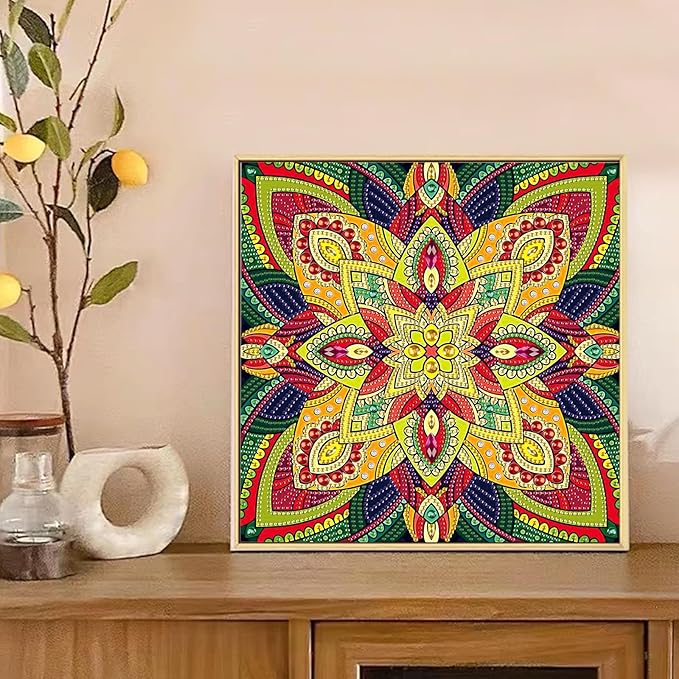 Tontut Flower Diamond Art Painting Kits, 5D Special Shape Beginner Crystal Diamond Art Painting for Home Wall Decor Gifts 12×12 inch