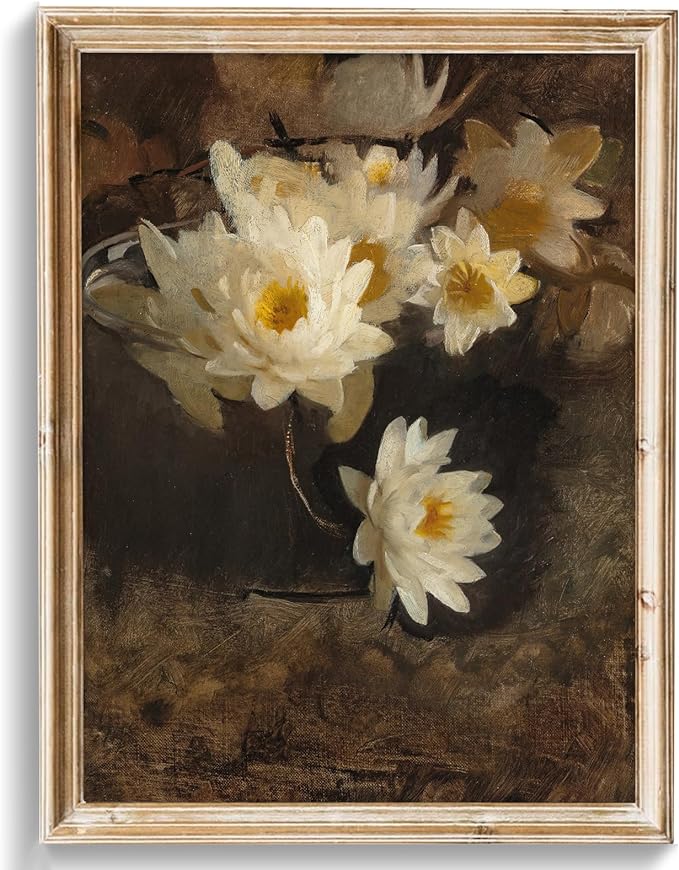 uniro Vintage Wall Art, Moody Floral Wall Painting Canvas Prints, Vintage Dark Academia Decor, Vintage Posters for Room Aesthetic for Bedroom Living Room Bathroom Wall Decor(8" x 10"-UNFRAMED)