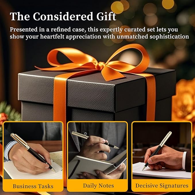 BEILUNER Black Sandalwood with 24K Gold Plated Rollerball Pen, Elegant & Luxurious Executive Writing Instrument for Women & Men, Premium Gift Box for Christmas, Birthday and Anniversary