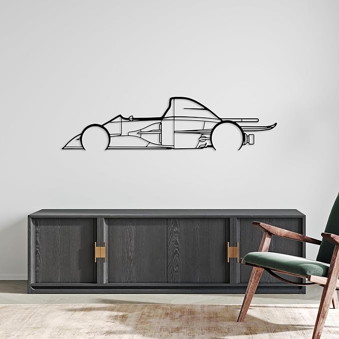 Formula Car metal Wall Art, Sports Car metal Silhouette, Formula Car Lovers Metal Wall Decor, Racing Gifts For Men, Minimalist Sculpture for Garage, Man Cave, Gift for Father's, (Black-40" x 11" inch)