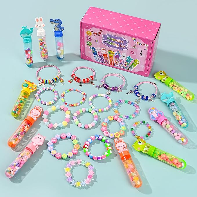 Ulema 24 Pack Return Gifts Charm Bracelet Jewelry Making Kit, Cartoon Arts Crafts Gifts Set, Can Inspires Imagination and Creativity, Goodie Bags Stuffers, Classroom Prize, Birthday Gift for Women.