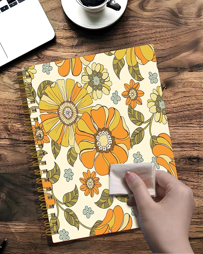 Spiral Journal Notebook,A5 Hardcover Lined Journals for Women 6 x 8.3 in,60 Sheets 120 Pages Thick Paper,Cute College Ruled Writing Notebook for Office Work School(Vintage Flower)