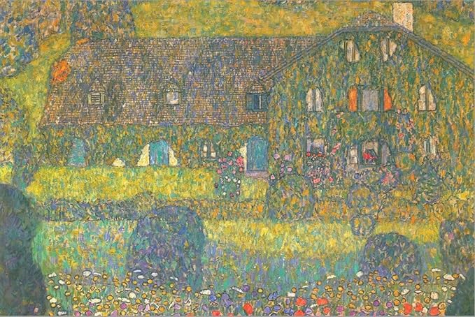 ART.COM Stretched Canvas Print House in Attersee by Gustav Klimt, 36" x 24"