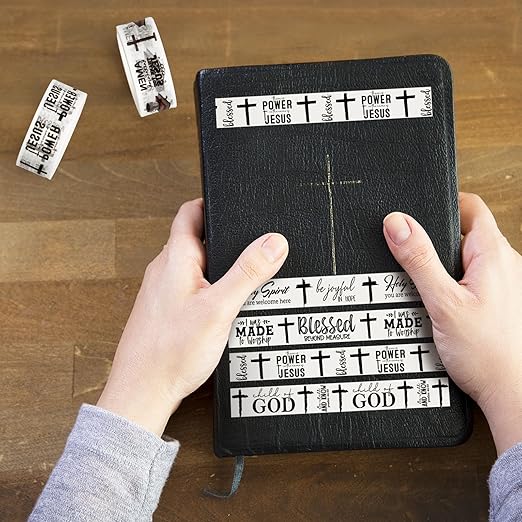 Janlaugh 24 Rolls Christian Washi Tape Gifts Bulk Religious Inspirational Scripture Supplies Bible Verse Tape for Bible Study Journaling Crafting Christmas Stocking Stuffers Gift(Simplicity)