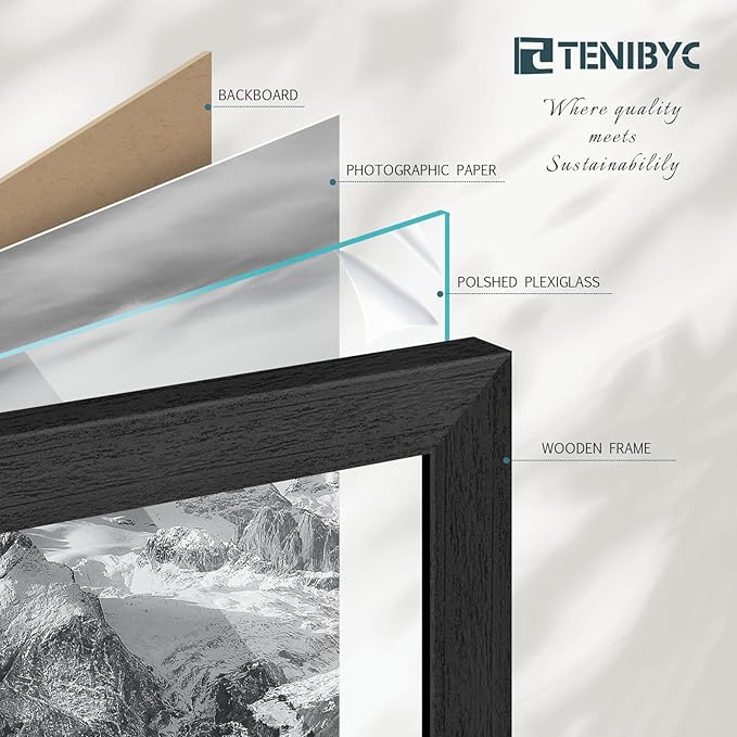 Picture Frame 4 Pack - Solid Wood Poster Photo Frame - Woodgrain Series - Room, Office, Gallery, Studio Display - Wall Hanging