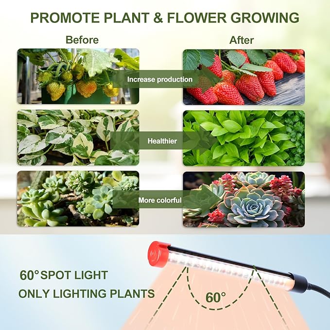 3-Pack Clip Grow Lights for Indoor Plants with Timer 4,8,12 Hr, 9W Power Home Plug, FECiDA 2025 Brightest Mini LED Grow Light for Bonsai, Pot Plants, Small Full Spectrum Plant Growing Lamps