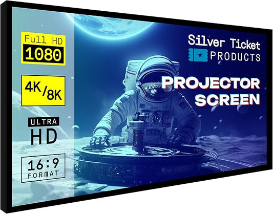 Silver Ticket Products STR Series 6 Piece Home Theater Fixed Frame 4K / 8K Ultra HD, HDTV, HDR & Active 3D Movie Projection Screen, 16:9 Format, 120" Diagonal, Grey Material STR-169120-G