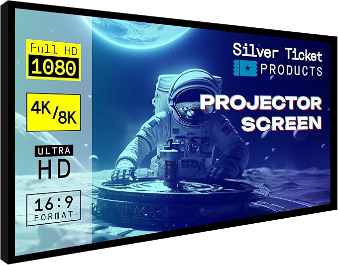 Silver Ticket Products STR Series 6 Piece Home Theater Fixed Frame 4K / 8K Ultra HD, HDTV, HDR & Active 3D Movie Projection Screen, 2.35:1 Format, 125" Diagonal, Grey Material STR-235125-G