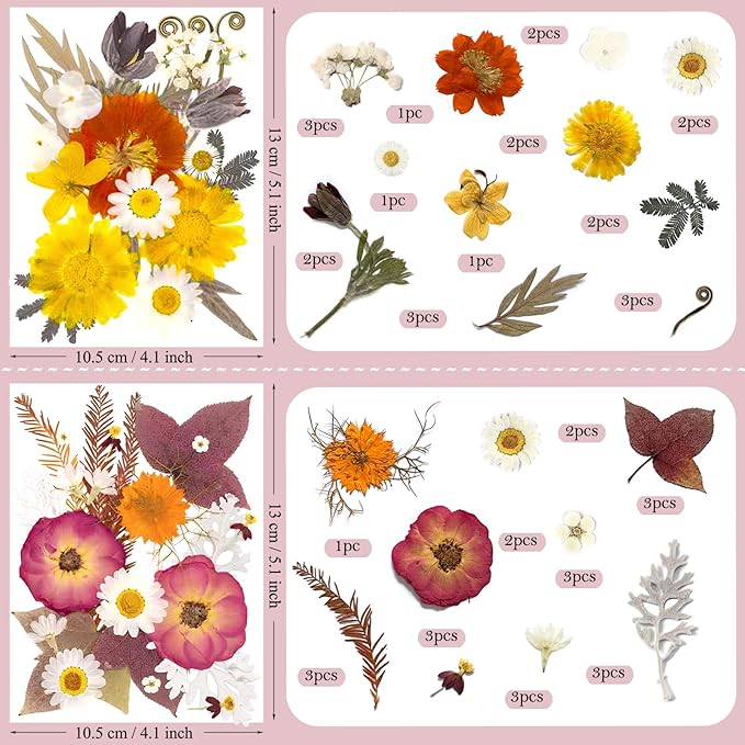 92 Pcs Dried Pressed Flowers for Resin Molds, Vintage White Real Natural Bulk Dry Wildflowers Leaves Perfect for Epoxy, DIY Crafts, Nails, Soap Candles Jewelry Making, and Home Decor