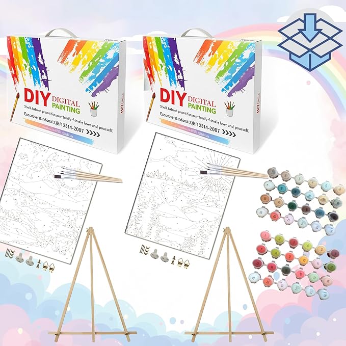 BAISITE Paint by Numbers Kit for Adults Beginners,16" Wx20 L 2 Pack Canvas for Painting Kits for Adults in Colorful Box 6970 Already Framed